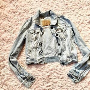 Vintage Hollister Grunge Punk Distressed Preppy Y2K Light Wash Denim Jacket